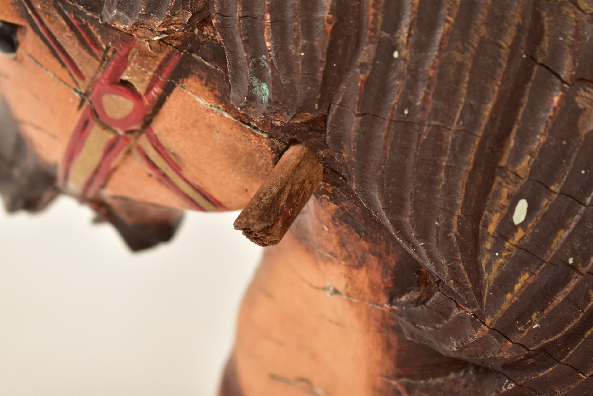 BELIEVED CONTINENTAL CARVED WOOD CAROUSEL PULL-A-TOY HORSE - Image 6 of 7