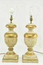 PORTA ROMANA - PAIR OF CREAM & GOLD URN DESK LAMPS