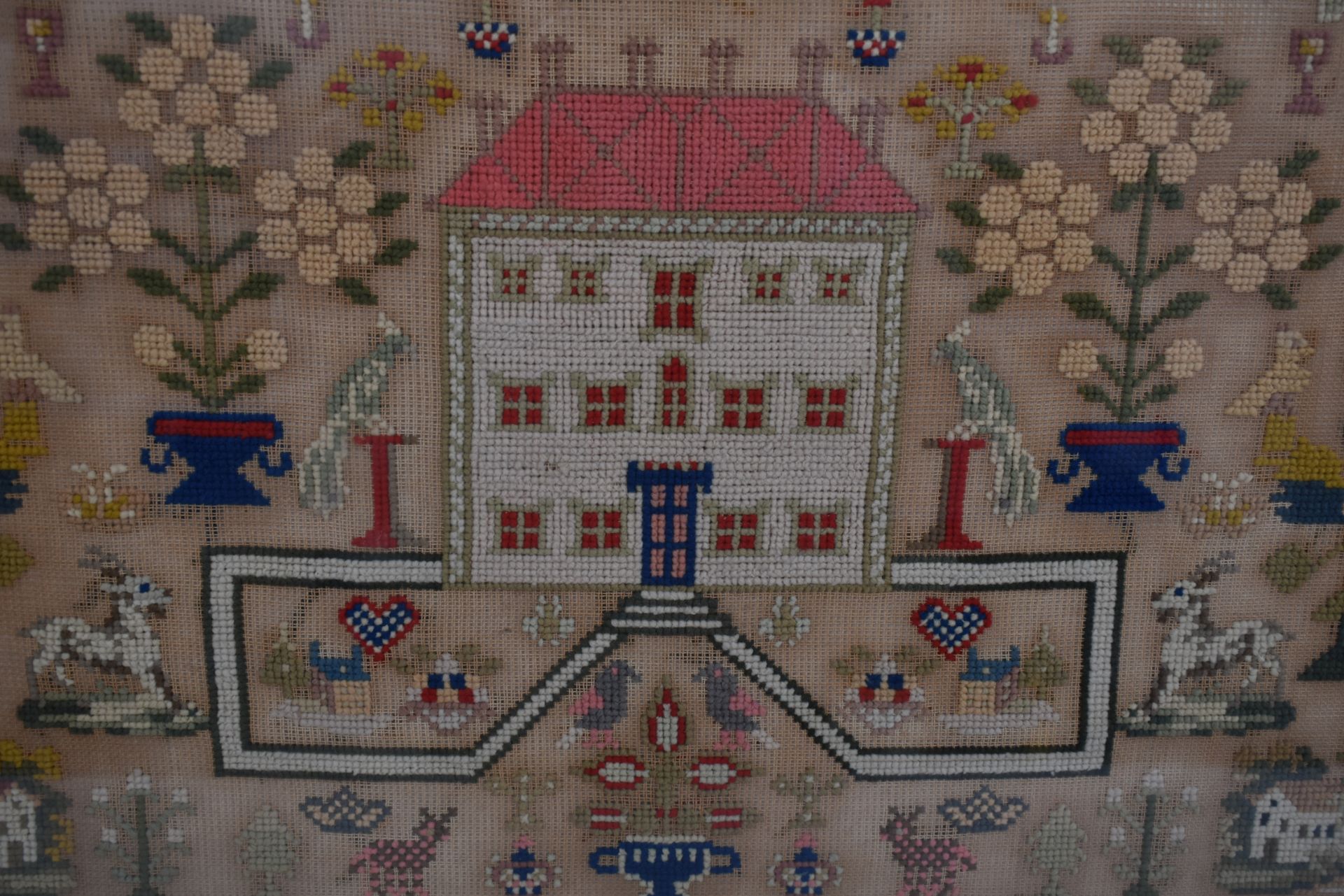 VICTORIAN 1857 NEEDLEPOINT SAMPLER BY HANNAH THOMAS AGED 11 - Image 2 of 4