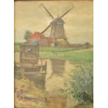 HARRY SCULLY RHA (B. 1863) - WINDMILL WATERCOLOUR - 1909