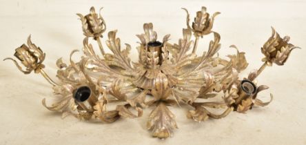 ITALIAN INSPIRED TOLEWARE STYLE GILT SIX ARM CEILING LIGHT