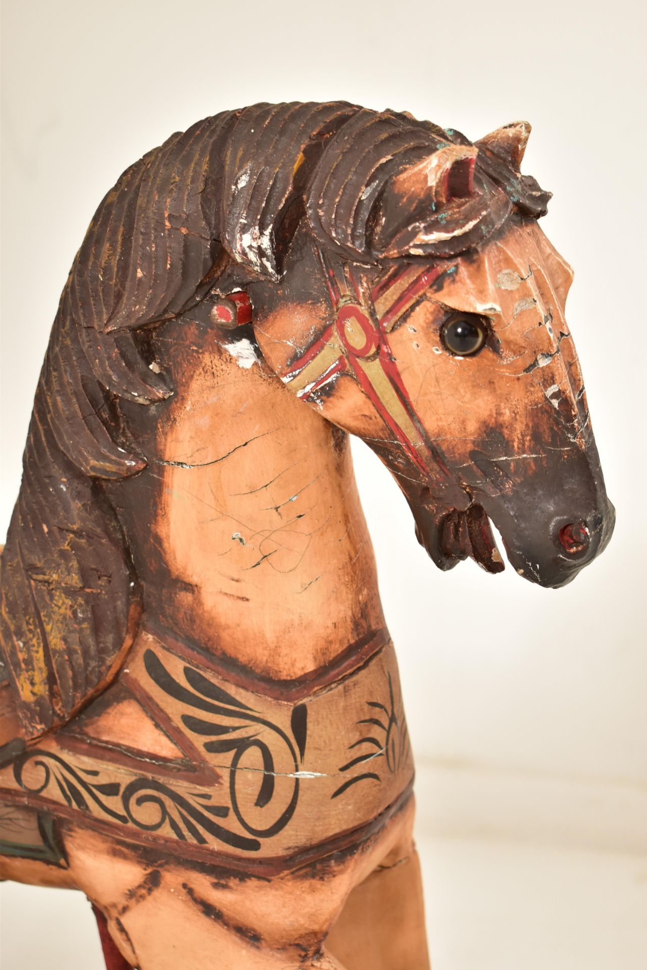 BELIEVED CONTINENTAL CARVED WOOD CAROUSEL PULL-A-TOY HORSE - Image 2 of 7