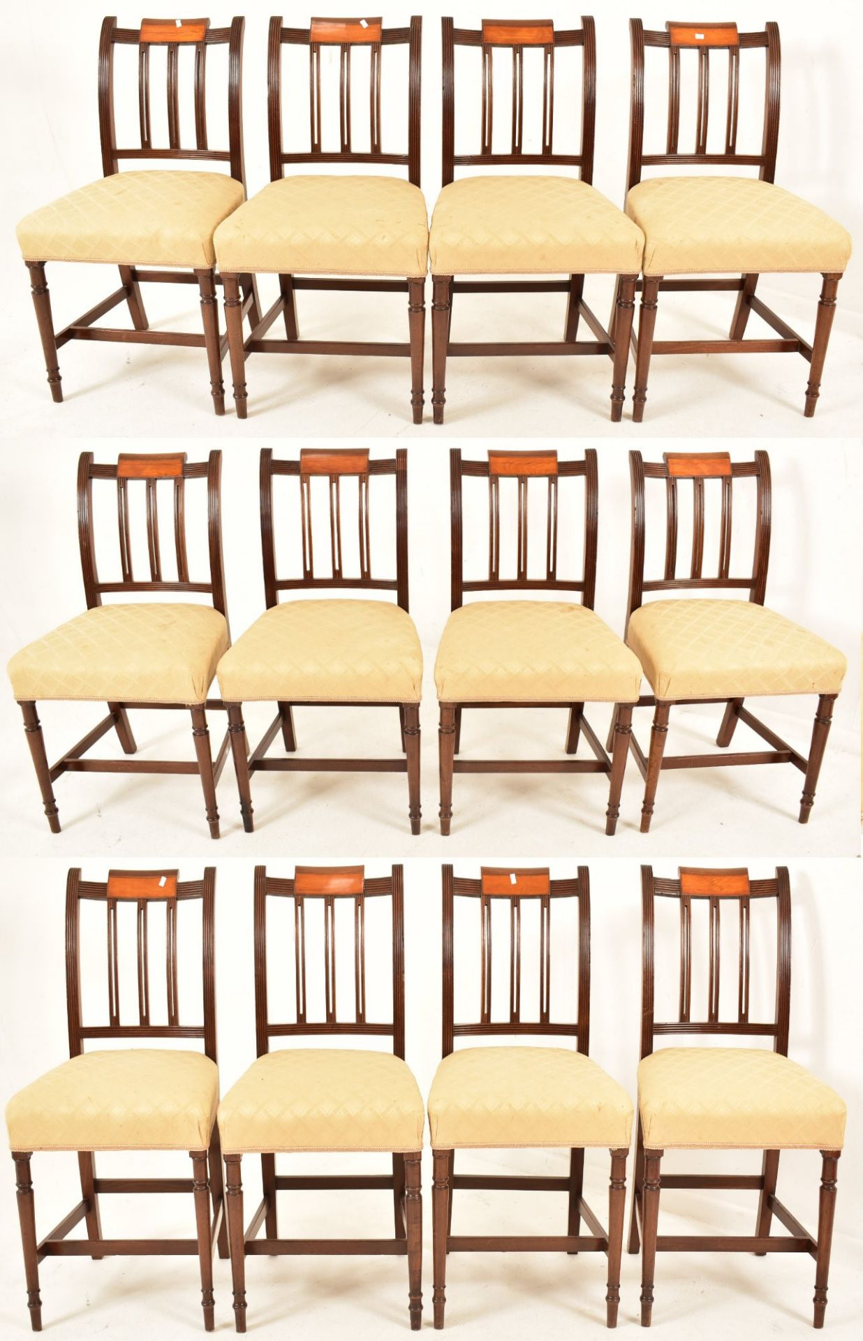 TWELVE GEORGE III 19TH CENTURY MAHOGANY DINING CHAIRS