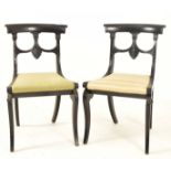 PAIR OF REGENCY EARLY 19TH CENTURY EBONISED DINING CHAIRS