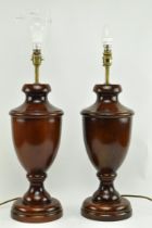 PAIR OF TURNED WOODEN DESK LAMPS IN PORTA ROMANA MANNER