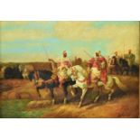 FRENCH ROMANTICISM STYLE OIL ON BOARD PAINTING OF BEDOUINS