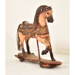 BELIEVED CONTINENTAL CARVED WOOD CAROUSEL PULL-A-TOY HORSE