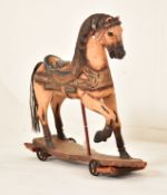BELIEVED CONTINENTAL CARVED WOOD CAROUSEL PULL-A-TOY HORSE