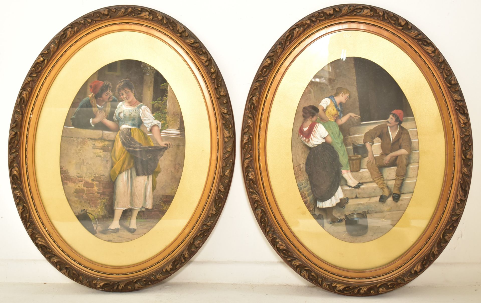 PAIR OF 19TH CENTURY NEO-BAROQUE STYLE OLEOGRAPHS