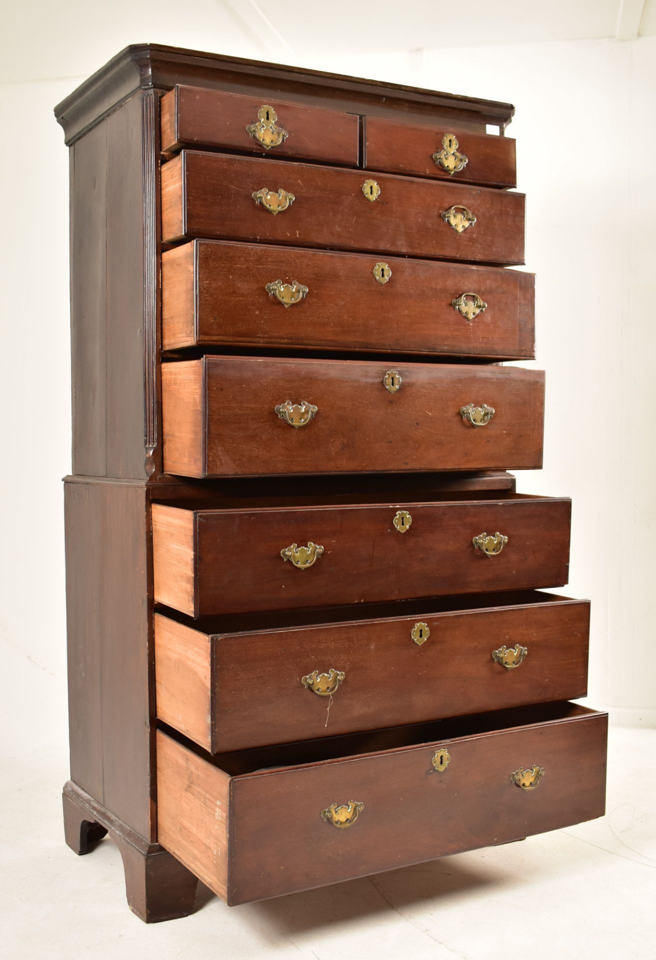 GEORGE III MAHOGANY TALLBOY CHEST ON CHEST OF DRAWERS - Image 4 of 7