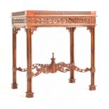 CHINESE CHIPPENDALE REVIVAL MAHOGANY SILVER TABLE