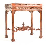 CHINESE CHIPPENDALE REVIVAL MAHOGANY SILVER TABLE