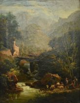 19TH CENTURY ITALIAN OIL ON BOARD LANDSCAPE PAINTING