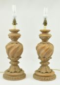 PAIR OF CLASSICAL STYLE RESIN WOODEN EFFECT DESK LAMPS
