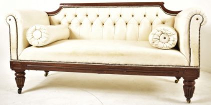 EARLY VICTORIAN MAHOGANY & LEATHER THREE SEATER SOFA