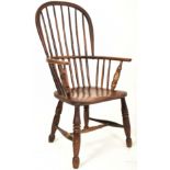 VICTORIAN 19TH CENTURY ELM COMB-BACK WINDSOR CHAIR