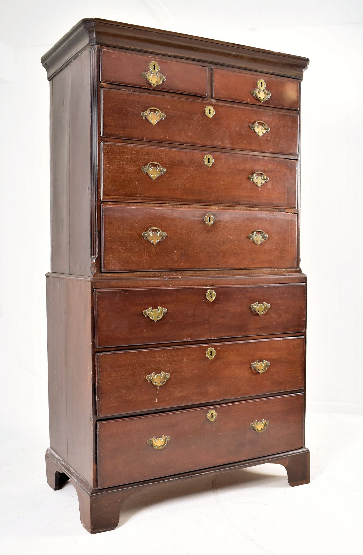 GEORGE III MAHOGANY TALLBOY CHEST ON CHEST OF DRAWERS