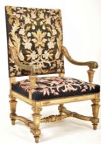 CONTINENTAL 18TH CENTURY GILT WOOD THRONE ARMCHAIR