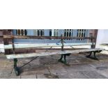 LARGE CAST IRON AND WOODEN SLATTED GARDEN BENCH