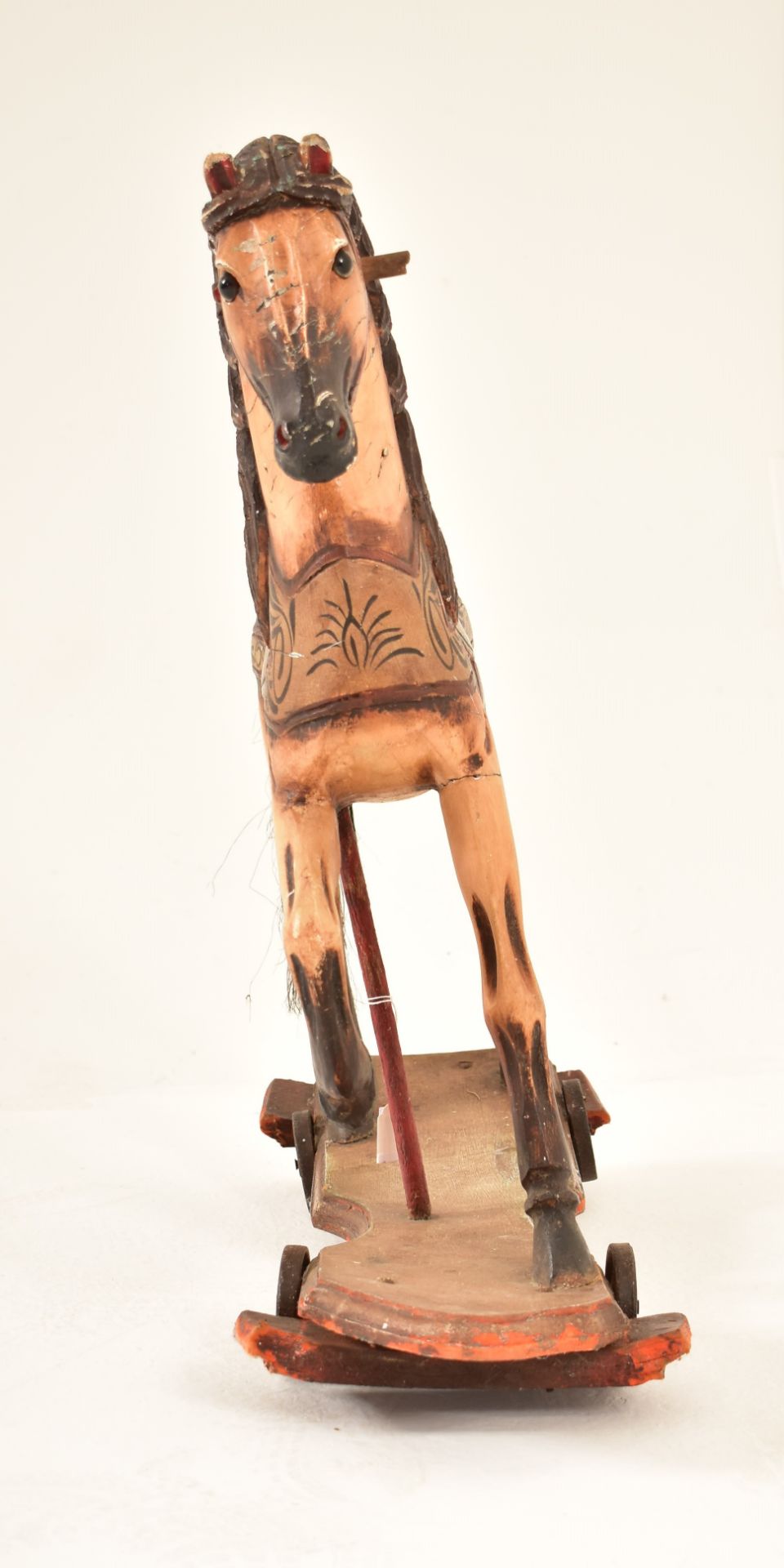BELIEVED CONTINENTAL CARVED WOOD CAROUSEL PULL-A-TOY HORSE - Image 5 of 7