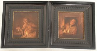 PAIR 19TH CENTURY OIL PAINTINGS AFTER FLEMISH MASTERS