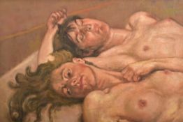 MANNER OF LUCIAN FREUD - OIL ON BOARD NUDE STUDY PAINTING