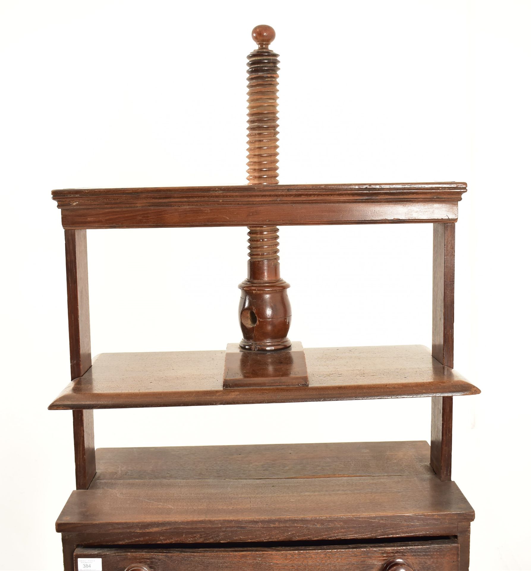 GEORGE III 18TH CENTURY OAK BOOK PRESS ON STAND - Image 7 of 9