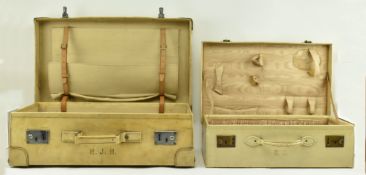 PAIR OF 20TH CENTURY PIG SKIN LEATHER TRAVEL SUITCASES