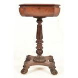 WILLIAM IV FLAME MAHOGANY OCTAGONAL TEAPOY ON STAND