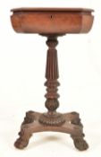 WILLIAM IV FLAME MAHOGANY OCTAGONAL TEAPOY ON STAND