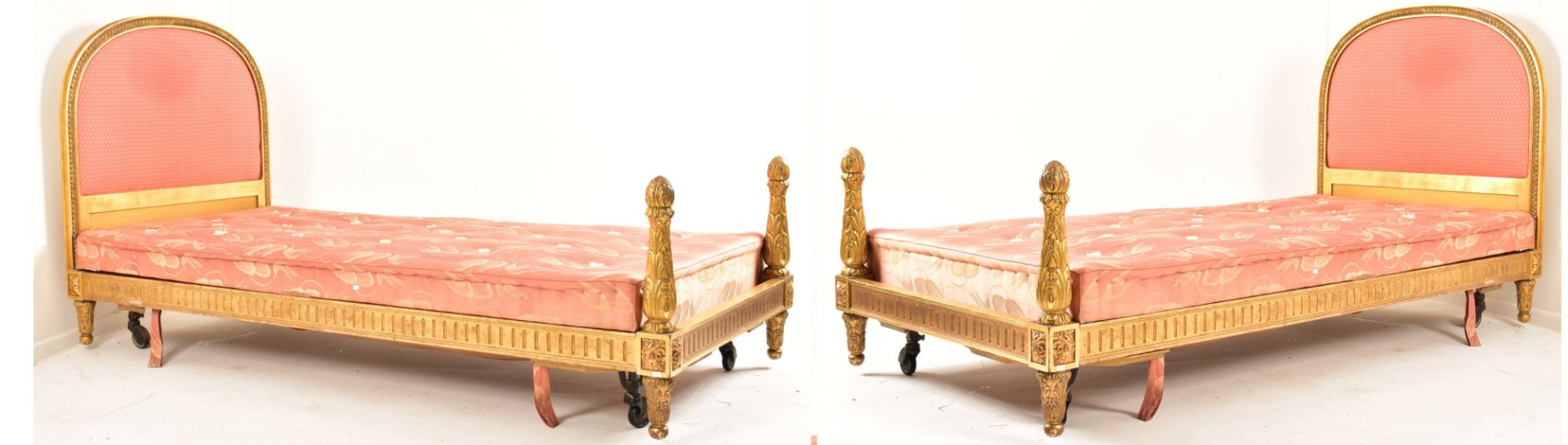PAIR OF FRENCH 19TH CENTURY GILT WOOD SINGLE BED FRAMES