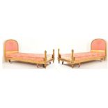 PAIR OF FRENCH 19TH CENTURY GILT WOOD SINGLE BED FRAMES