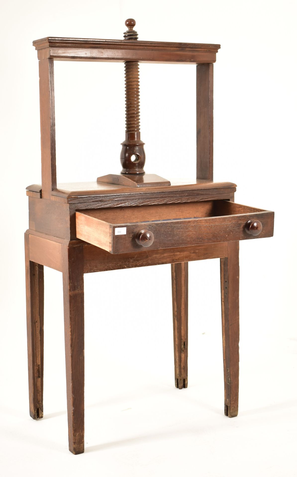 GEORGE III 18TH CENTURY OAK BOOK PRESS ON STAND - Image 6 of 9