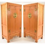 PAIR OF CHINESE QING DYNASTY STYLE ELM MARRIAGE WARDROBES