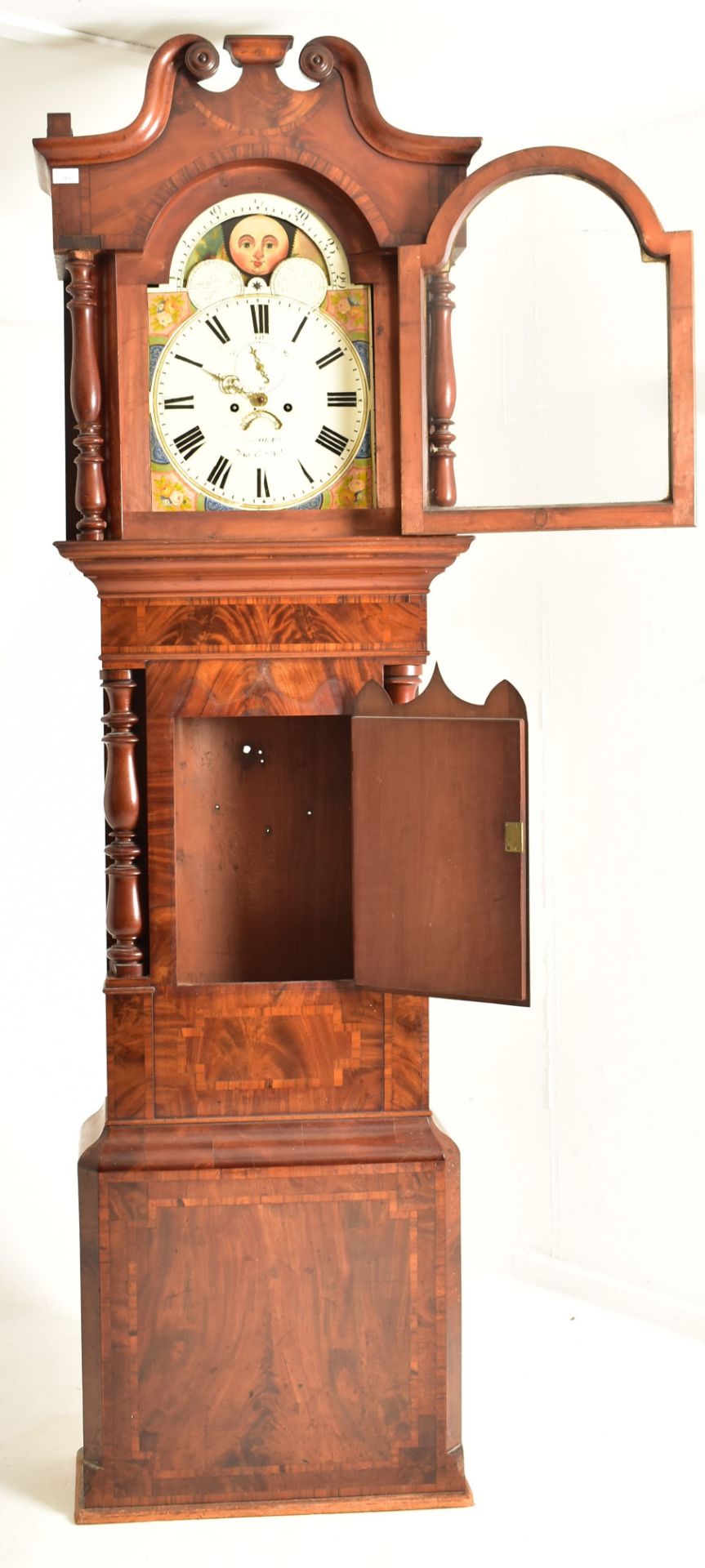 GEORGE III FLAME MAHOGANY MOON PHASE J. STOKE LONGCASE CLOCK - Image 17 of 17