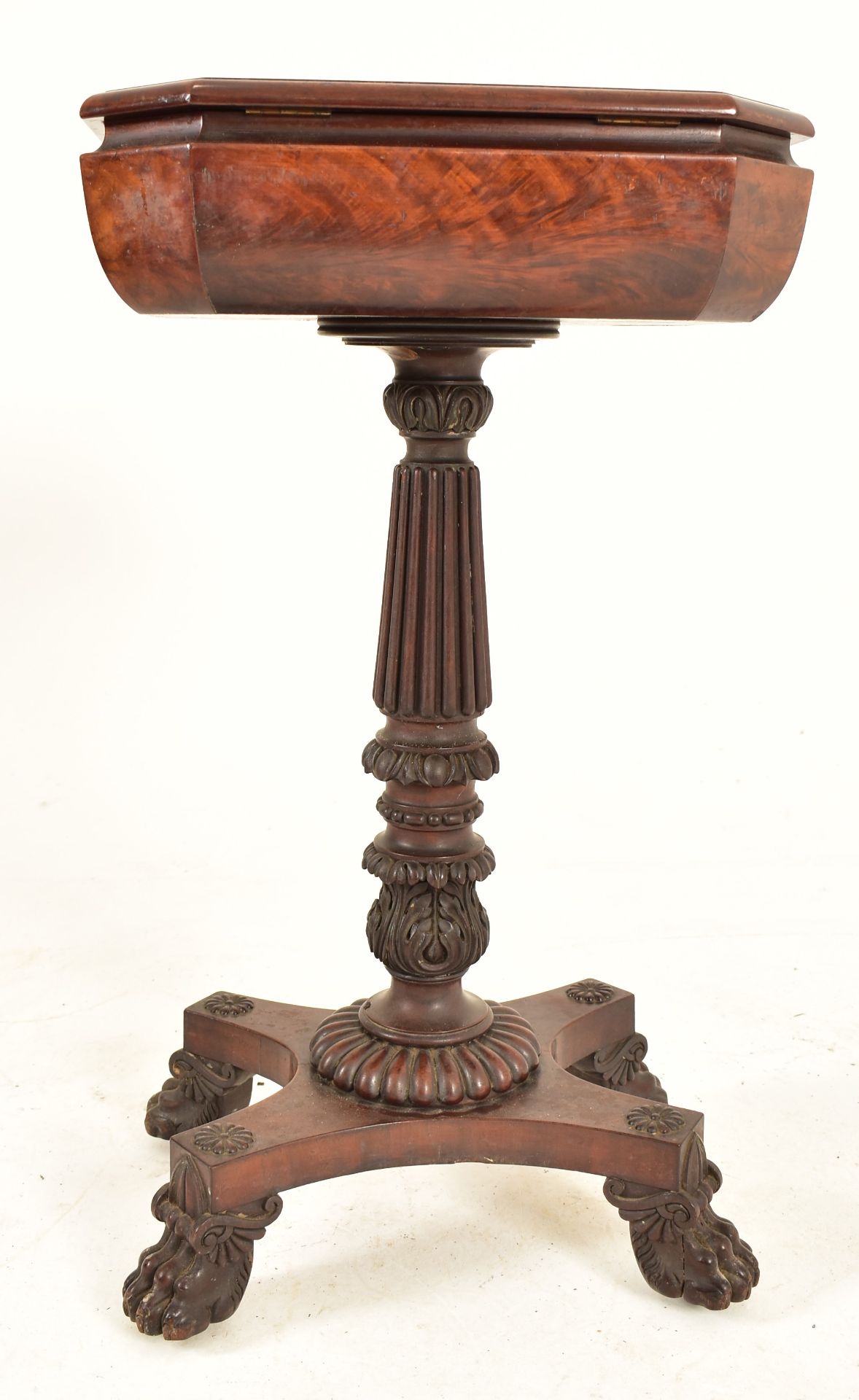 WILLIAM IV FLAME MAHOGANY OCTAGONAL TEAPOY ON STAND - Image 5 of 5