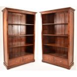 PAIR OF VICTORIAN STYLE MAHOGANY OPEN FRONT BOOKCASES