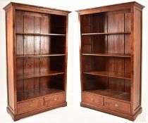 PAIR OF VICTORIAN STYLE MAHOGANY OPEN FRONT BOOKCASES