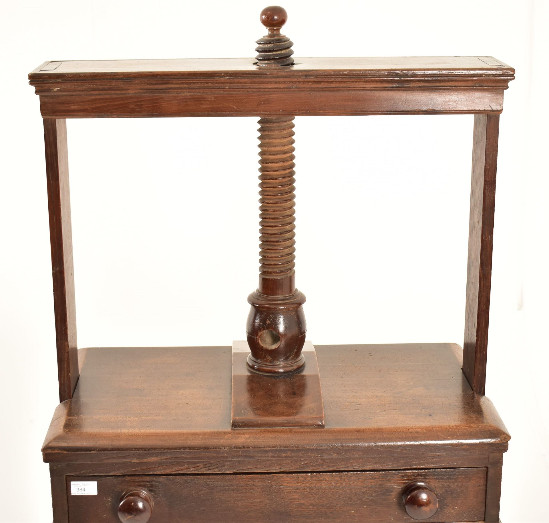 GEORGE III 18TH CENTURY OAK BOOK PRESS ON STAND - Image 2 of 9