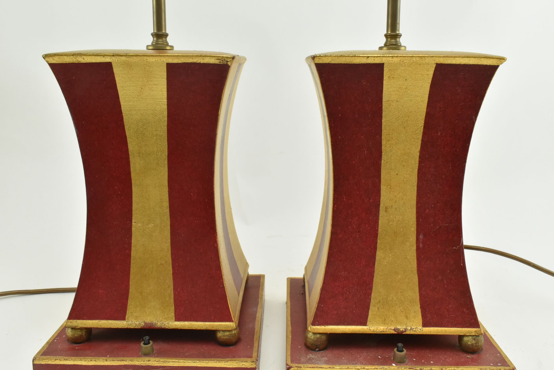PORTA ROMANA - PAIR OF GOLD & RED PAINTED DESK TABLE LAMPS - Bild 3 aus 6