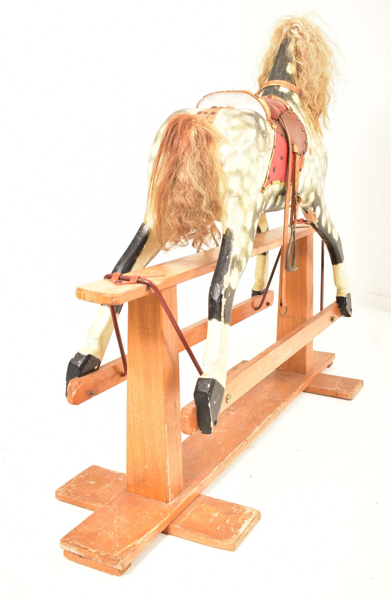 1920'S CARVED WOOD PAINTED DAPPLE GREY ROCKING HORSE - Image 4 of 4