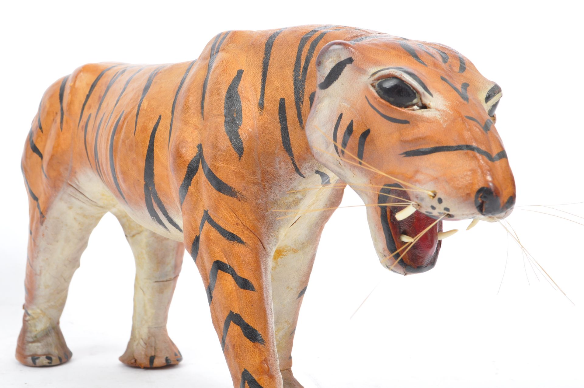 20TH CENTURY FRENCH PAINTED LEATHER TIGER FIGURE - Image 7 of 9