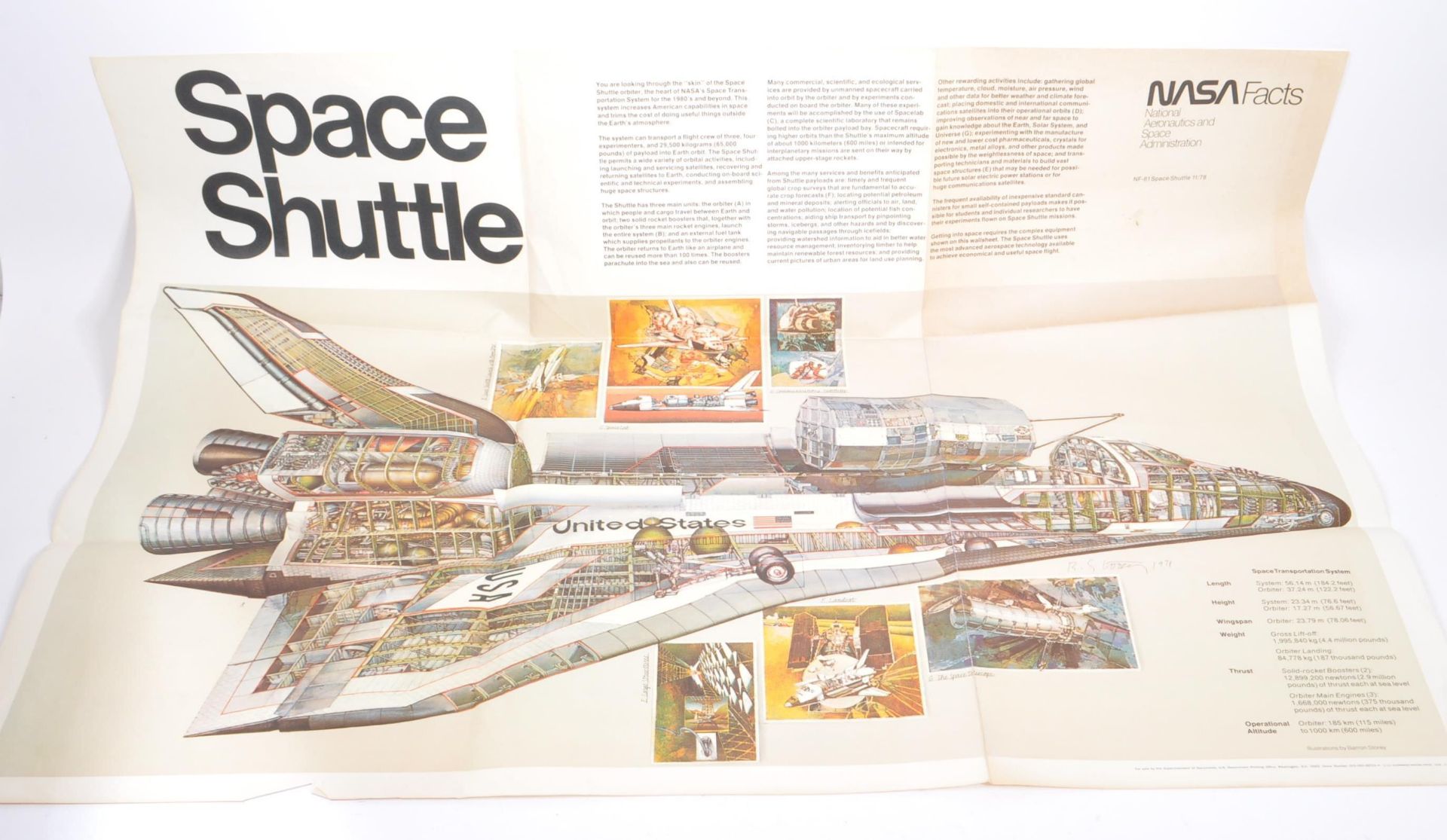 1978 NASA SPACE SHUTTLE POSTER - BARRON STOREY ILLUSTRATION