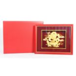 20TH CENTURY CASED CHINESE GOLD PLATED DRAGON DISPLAY