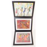 COLLECTION OF THREE CONTEMPORARY ACRYLIC PAINTINGS