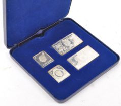 SET OF FOUR SILVER COMMEMORATIVE MONARCH CORONATION INGOTS