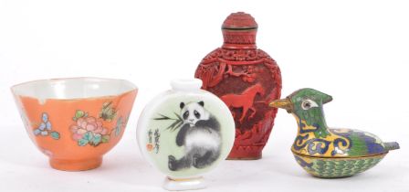 19TH CENTURY CHINESE PORCELAIN BOWL - WITH OTHER CHINESE ITEMS