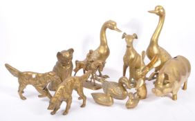 COLLECTION OF CHINESE BRASS GRADUATING DUCK FIGURINES