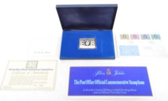 QUEEN ELIZABETH II SILVER JUBILEE COMMEMORATIVE STAMP INGOT