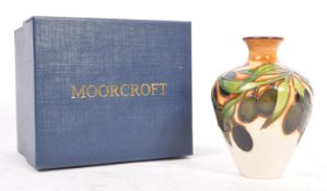 CONTEMPORARY 2003 MOORCROFT POTTERY OLIVE PATTERN VASE